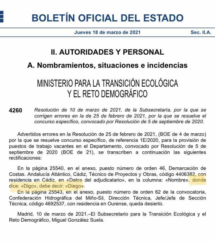 El BOE nos confirma que donde dije digo…