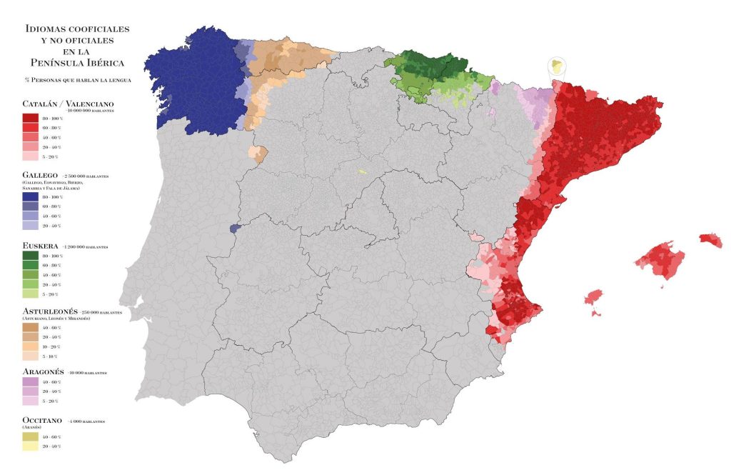 Los idiomas cooficiales y no oficiales de la Península Ibérica